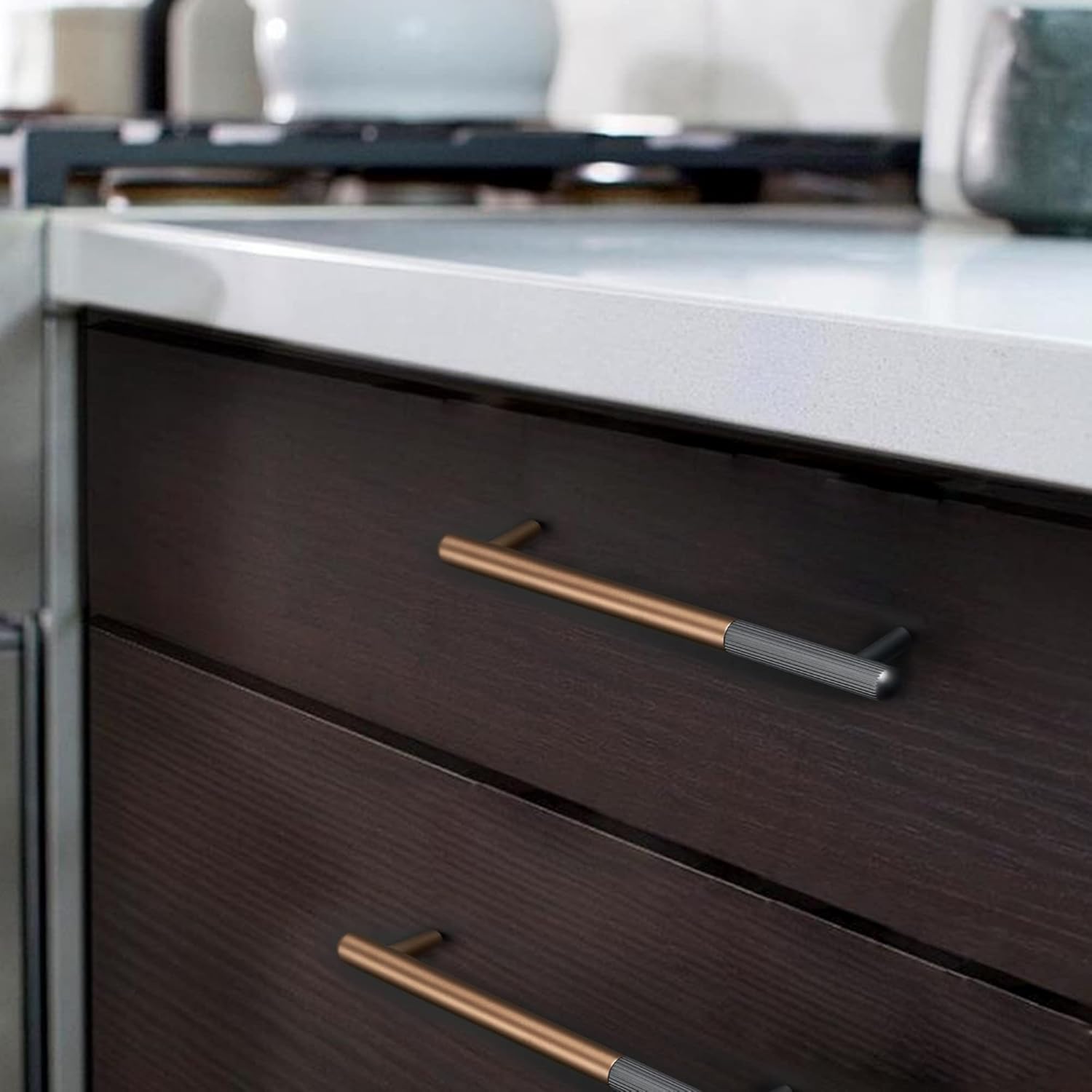Two-Tone Aluminum Alloy Handle – Versatile Wardrobe & Kitchen Drawer Pull Two-Tone Aluminum Alloy Handle – Versatile Wardrobe & Kitchen Drawer Pull
